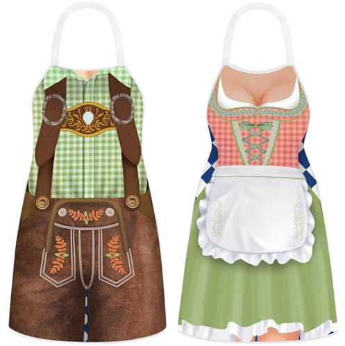 CHONGQILAO Delantal Oktoberfest para Hombres Mujeres, Divertido Delantal de Cocina Bávaro, Delantales de Barbacoa para Barbacoa al Aire Libre, Cocina, Jardinería, Arte de Cerámica