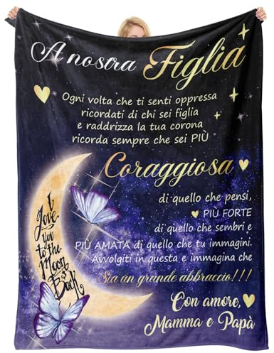 Apjielop Regalo per Figlia, Idea Regali Compleanno Figlia - Coperta Plaid 50 * 60in, Regalo Ragazza Speciale Compleanno, Regali di Laurea/Maturità per Figlia, Regali San Valentino