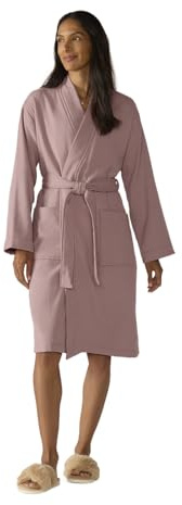 Coyuchi Organic Cotton Robe Unisex Medium/Large | Lightweight Breathable Terry | Plum Blossom | Soft Absorbent Sustainable Bathrobe