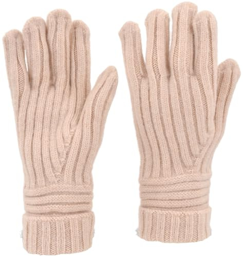 styleBREAKER Stickhandskar för kvinnor med ribbmönster | mjuka enfärgade finstickade handskar | elastiska, bekväma och varma | finns i många färger, Pulverrosa, One size