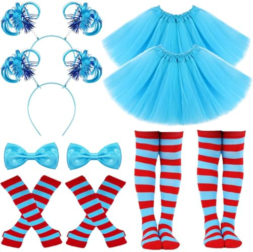 Kavoc 2 Set World Book Day Thing Costumes Include Tutu Skirts Ponytail Headbands Bowties and Knee Socks