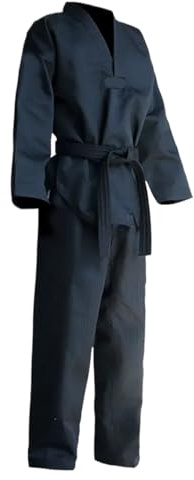 RUWLFE Vuxna Män Kvinnor Svart Judo Kostymer Taekwondo Uniform Bomull Tae Kwon Do Set Kläder Set Bälte Karate för Judo, Svart, L-160CM