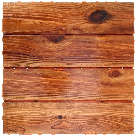 Alipis Interlocking Wooden Deck Tiles Groove Surface for Safe Outdoor Patio and Garden Flooring
