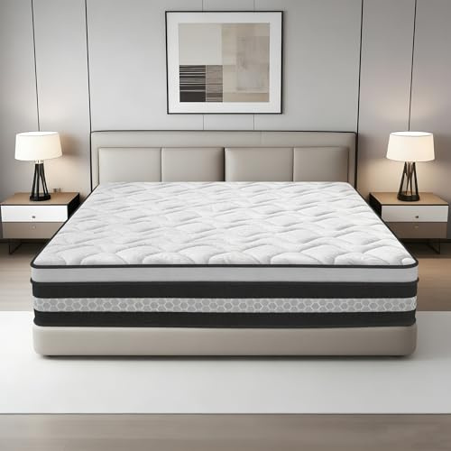 Matelas 160x200x28 cm, Matelas à Ressorts Ensachés et à Mémoire de Forme, Matelas 2 Personnes, Certifié Oeko-Tex, H3 Mi-Ferme, 10 Zones, Haute Résilience, Confort Optimal, Durable, Idéal pour Couple