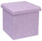 Bonlife Ottoman Storage Box - Foldable Square Footstool for Living Room, Kids Toy Chest with Lid, Multi-Use Seat & Storage.Light purple,30x30x30cm