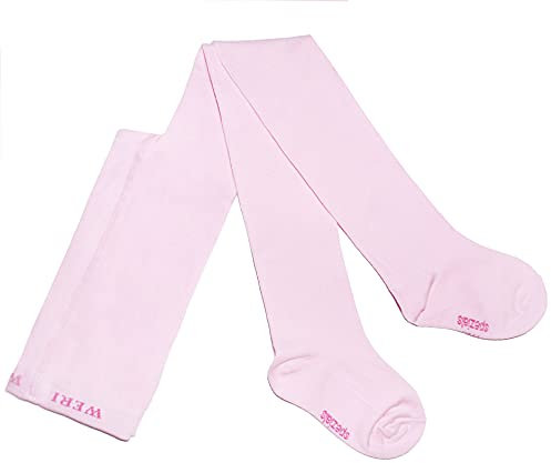 Weri Spezials Baby och barnstrumpbyxor bomull för flickor UNI släta i flera färger, ROSA, 110/116 cm