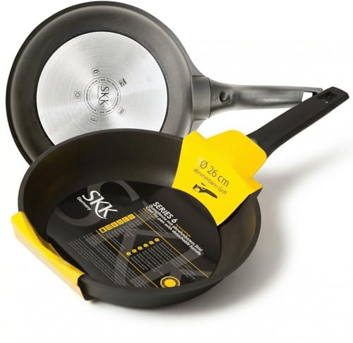 SKK 14426 Serie 6 Guss-Bratpfanne, Ø 26cm, Für Elektro- & Gasherd, Ceran- und Induktionsgeeignet, Abnehmbarer Stiel, Aluguss-Pfanne Induktion, Antihaftbeschichtet, antihaft-beschichtet