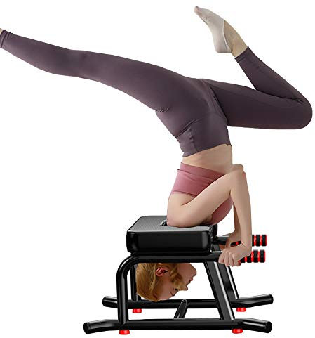 Yoga Kopfstand Bank, Invertierte Haushaltshilfe mit PU Steel Pipe Inverted Workbench, Fitness und Stressabbau Im Fitnessstudio und Bodybuilding 200 Kg Maximales Gewicht Kapazität (Schwarz)