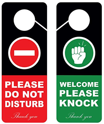 Lot de 2 panneaux de suspension de porte « Do Not Disturb and Welcome Please Knock » - Double face - Idéal pour les bureaux, les sessions et réunions en ligne, les cours en ligne, les bureaux à