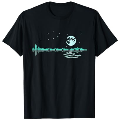 Nuit Lac Clarinette Flûte Réflexions Flûte Amoureux T-Shirt