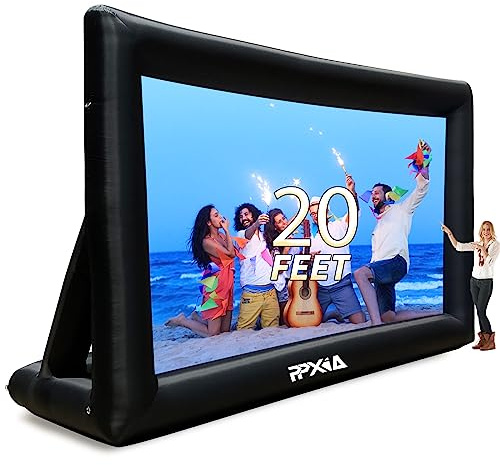 PPXIA Aufblasbare Beamer Leinwand Mega Projektion Leinwand mit Stand und Gebläse, Vorder-und Rückprojektion Indoor Outdoor Projector Screen Tragbare Blow Up Filmleinwand 16: 9 für Heimkino (20FT)