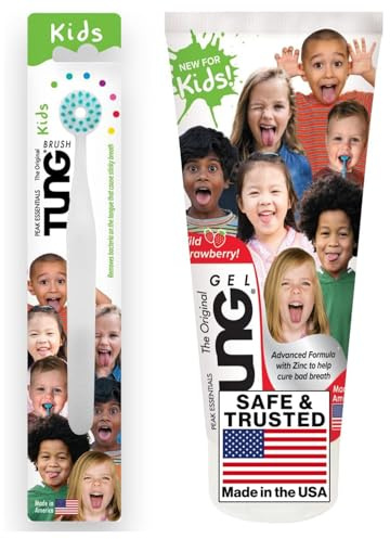 Peak Essentials | The Original Kids Tongue Cleaner Kits | Fight Bad Breath | Made in USA (Set of 1) (Colour of the Tung brush may vary)