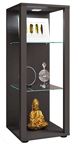 VCM Glasvitrine stehend | Vitrine Glas mit ESG-Sicherheitsglas | Maße ca. H. 90 x B. 35 x T. 35 cm | Standvitrine Glas | Modern und platzsparend | Glas Vitrinenschrank – Glasol M