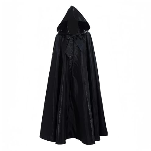 Proumhang Unisex Halloween Capa con Capucha Grim Reaper Vampiro Capa Larga Túnica Navidad Mascarada Carnaval Bruja Cosplay Accesorios Disfraces para Adultos Niños(XXL,Negro)