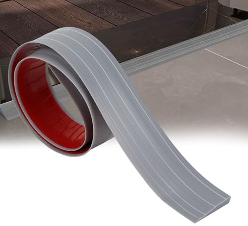 jackfru 200cm Übergangsprofil, Überstreifen für Türschwellen, selbstklebend Silikon-Bodenübergangsstreifen,Innenschräge über, Breite: 5cm, Höhe:1cm für Böden (1, Grau, 200x5x1cm)