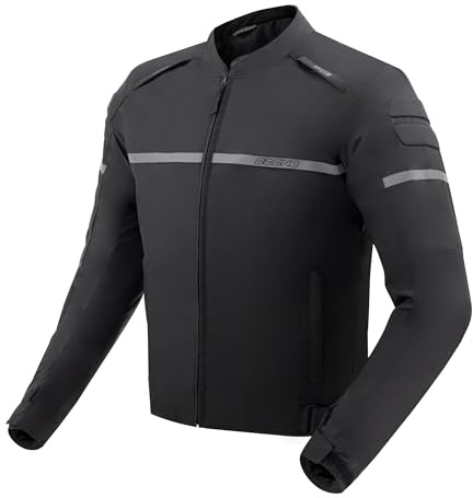 OZONE MOTO Rider Giacca da Moto Uomo | Tessile | Protezioni Gomiti e Spalle Livello 1 | Tasca per Protezione Schiena | Fodera Termica Impermeabile Removibile | 3 Canali di Ventilazione