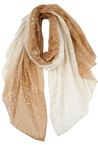 DAMILY Femmes Foulards en Coton Écharpes Longue Imprimé à paillettes Wraps Châle Mode Hijab Grand (Tan)
