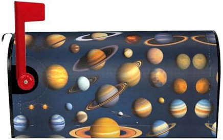 HYTTER letterbox Cover Waterproof Sun Protection Accommodates Standard Size or Large Size mailboxes Solar System Planets Prints 25.5x21 in