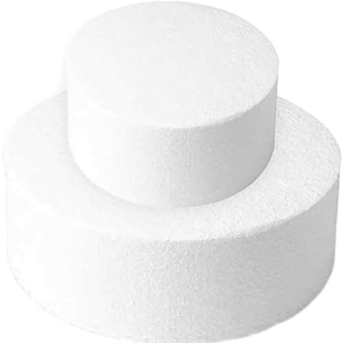 NUOBESTY 2 Packs Foam Cake Circles Round Cake Dummies for Bakery Decoration