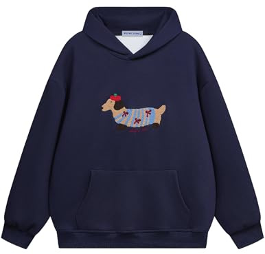 Aelfric Eden Sweat à Capuche avec Chien de Dessin animé Oversized Hoodies Vintage Sweatshirts
