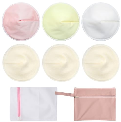 APOMOONS Organiska återanvändbara amningsinlägg 6-pack, ultramjukt tyg och snabbabsorberande, andas, tvättbara essentials amningsinlägg, osynlig kupformad