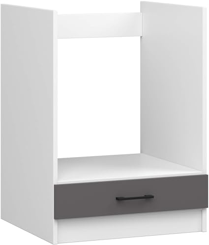 AKORD Herdumbauschrank Ofenschrank OLIWIA S60 60 cm | mit 1 Tür | Küchenschränke | Für kleine Küche | Für eine Küchenzeile | Als Teil eines Sets | B60 x H82 x T55 cm | 20,70 kg | Weiß & Graphitgrau