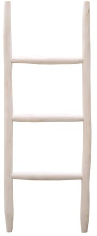 Marrakesch Manon Échelle décorative bohème en bois 92 cm Porte-serviettes autoportant dans la salle de bain Blanc