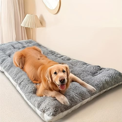 Jyswx Cama para perros extragrande – Colchón para perros calmante lavable con parte inferior antideslizante, suave y cómodo, cojín para perros grandes, gris, 120 × 60 × 5 cm
