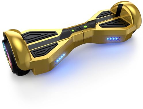XERATH All Terrain hoverboards for a 7-12 year old,electric scooter with Bluetooth Speaker,self balancing scooters with 6.5 inch LED Wheels&Science Fiction Design (Gold)