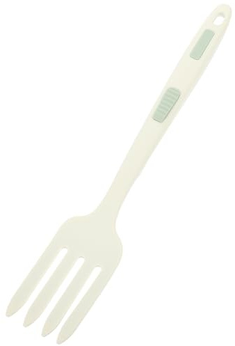 MAGICLULU Tenedor Grande de Silicona para Cocinar y Servir Pasta, Tenedor Ergonómico Lavable de Color Marrón Verde, Utensilio Práctico para Cocina, Restaurante y Camping