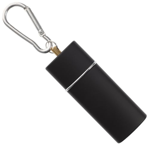 OUNONA Cenicero de Bolsillo Portátil Metálico Tapa y Llavero, Cenicero Rectangular Compacto para Exterior, Uso en Viaje, Resistente y Fácil de Transportar, Color Negro