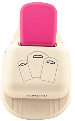 Vaessen Creative Perforadora de Papel 3 en 1, Etiquetas en Tres Tamaños, Tags, Para Proyectos DIY, Scrapbooking, Creación de Tarjetas y Más