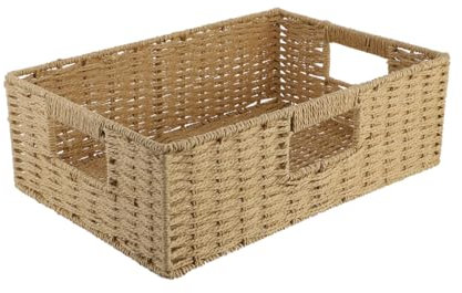 Rattan Weaving Storage Basket with Handle 38Cm Multifunctional Wicker Basket for Clothes Toys and Sundries Stylish Home Organizer
