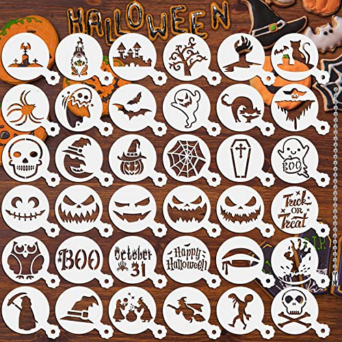 JULBEAR 36Pcs Halloween Cookie Stencils Reusable Cake Baking Mold Tools