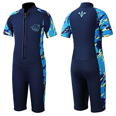 Yikayin Neoprenanzug Kinder, 2.5mm Kurze Neopren Taucheranzug für Jungen Mädchen, Surfanzug mit Frontreißverschluss zum Tauchen, Surfen, Schwimmen, Kajakfahren