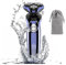 Rasoio Elettrico Wet & Dry Rasoio a Testine Rotanti Barba Uomo Ricaricabile Rasoio Barba Impermeabile a 3 Testine Rotanti per Rasatura, Blu