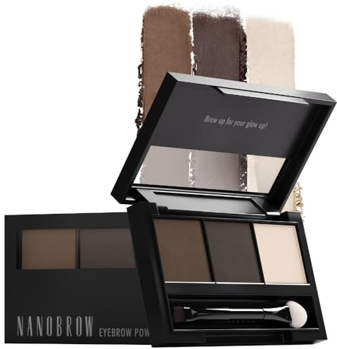 Set de polvos para las cejas Nanobrow Eyebrow Powder Kit - Paleta de sombras para cejas con iluminador, Kit para estilizar las cejas (Oscuro)