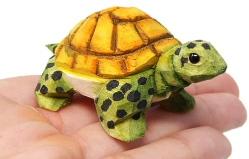 Selsela Hand-Carved Turtle Figurine - Miniature Wooden Tortoise Statue Figurine, Handmade Wildlife Carving, Rustic Home Decor & Collectible Gift