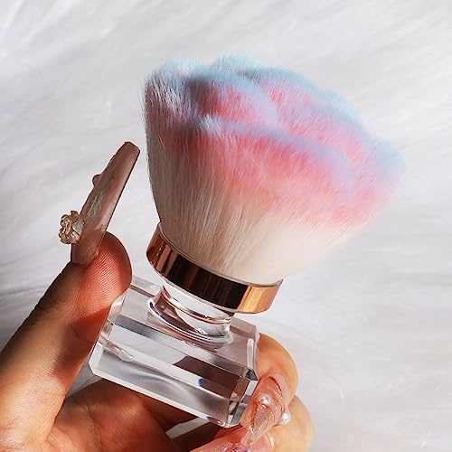 ANGNYA Nail Dust Brush, Pink Rose Soft Brush Nail Art Dust Powder Remover Makeup Brushes Manicure Brush Clean Up Tools Nail Art Brush