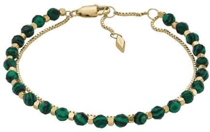 Fossil Damenarmband aus Edelstahl oder Messing mit Karabiner- oder Schieberverschluss, Dunkelgrün