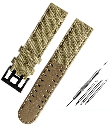 FFHAO Leinwand Leder Unterseite Watc Für Hamilton Khaki Feld Uhr H68201993 H7060596 Uhrenarmband Seiko Uhrenarmband 20mm 22mm Schnalle, 22 mm, Achat