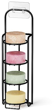 SpaceAid, Jabonera de 4 Niveles para Ducha, Soporte autodrenante de Pastilla de jabón o champú para Pared de baño y Fregadero de Cocina, Barra de Acero Inoxidable, Negro