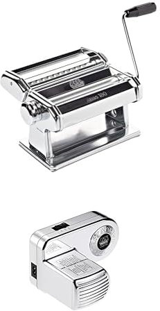Set Preparazione Pasta, Macchina per la Pasta Atlas 180 + Motore + Essiccatore + Accessori Fettuccine e Taglioni, Accessori per Cucina, Materiali di Qualità, Made in Italy.