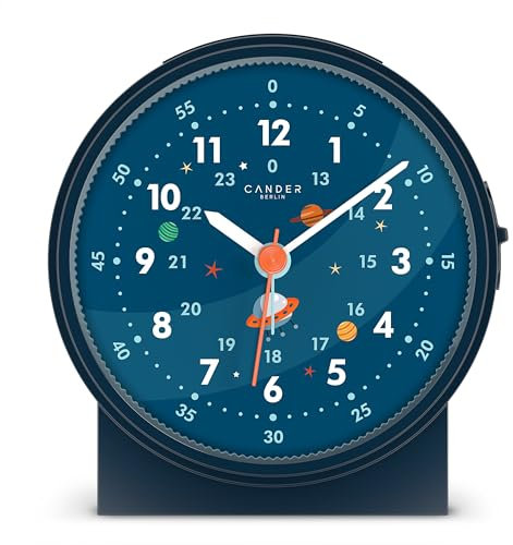 Cander Berlin MNU 1209 A Kinderwecker lautlos Astronaut Weltraum Licht Snooze Beleuchtung analog Jungen Mädchen Kinderzimmer Wecker Kinder