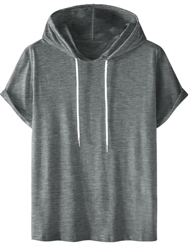 T-shirts à capuche pour homme - T-shirt d'été à manches courtes - Sweat à capuche sans manches - Sweat à capuche de loisirs - Couleur unie - Sweat à capuche surdimensionné pour homme - Haut en coton,