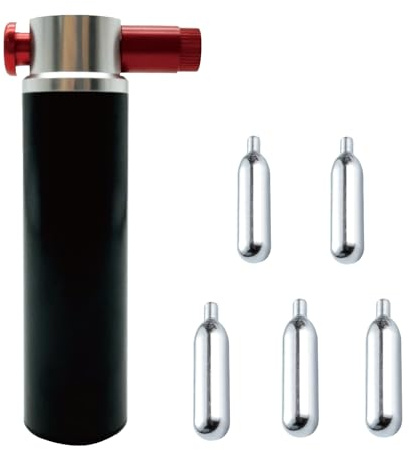 co2 Bike tire inflator,co2 inflator,co2 tire inflator,co2 tire inflator kit with 5 * 16g 3/8-24UNF Thread CO2 Cartridges, Bike tire co2 inflator for Mountain and Road Bicycles