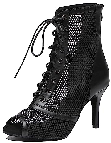 MINITOO Chaussures de danse de salon sexy pour femmes - Bottines de danse ouvertes pour soirée ou bal de fin d'année - Sandales, 38 EU