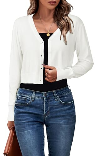 Newshows Cardigans for Women UK Short Bolero Cropped Shrug | Lightweight Short Cardigans Ladies V Neck Knitted Top