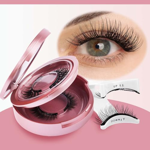Ciglia Finte Magnetiche 2 Paia Ciglia Magnetiche Riutilizzabili Ciglia Naturali Senza Bisogno di Colla Ciglia Finte Magnetiche con Applicatore(SET-E)