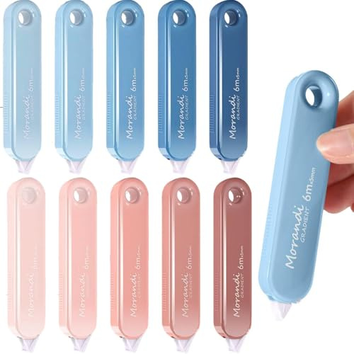 10 PCS Rubans Correcteurs,BetterJonny 6mx5mm Souris Correcteur Blanc avec Capuchon Protecteur Correcteur Souris Rouleaux de Correction Roller Correcteur pour Papeterie Fourniture Scolaire (Rouge+Bleu)